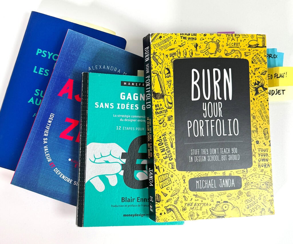 Sélection de livres de design graphique, mêlant design et business
