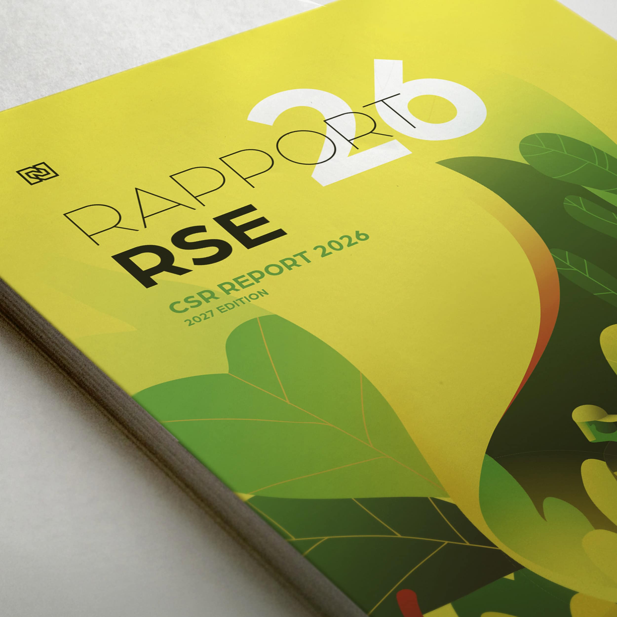 Couverture d'un rapport RSE, design graphique by Kraft Design